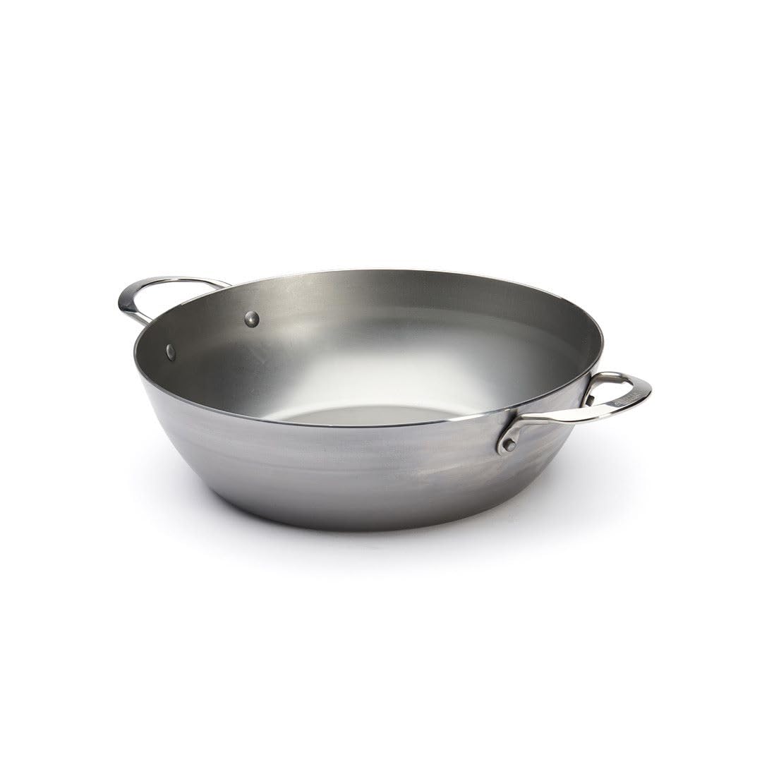 De Buyer Mineral B Carbon Steel Country Fry Pan With Two Handles - 12.5    - Ideal For Sauteing, Simmering, Deep Frying, Stir Fr