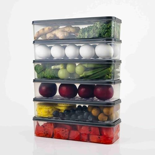 PRAFU 6 Fridge Storage Boxes Freezer Storage Containers, Container for Kitchen Storage Set, Storage in Kitchen, Vegetable Storag