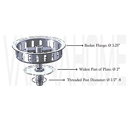 Twist Lock Basket Strainer Replacement (Premium 304 Stainless Steel Construction) For 3-1/2'' Spin And Seal Drains W/Threaded St