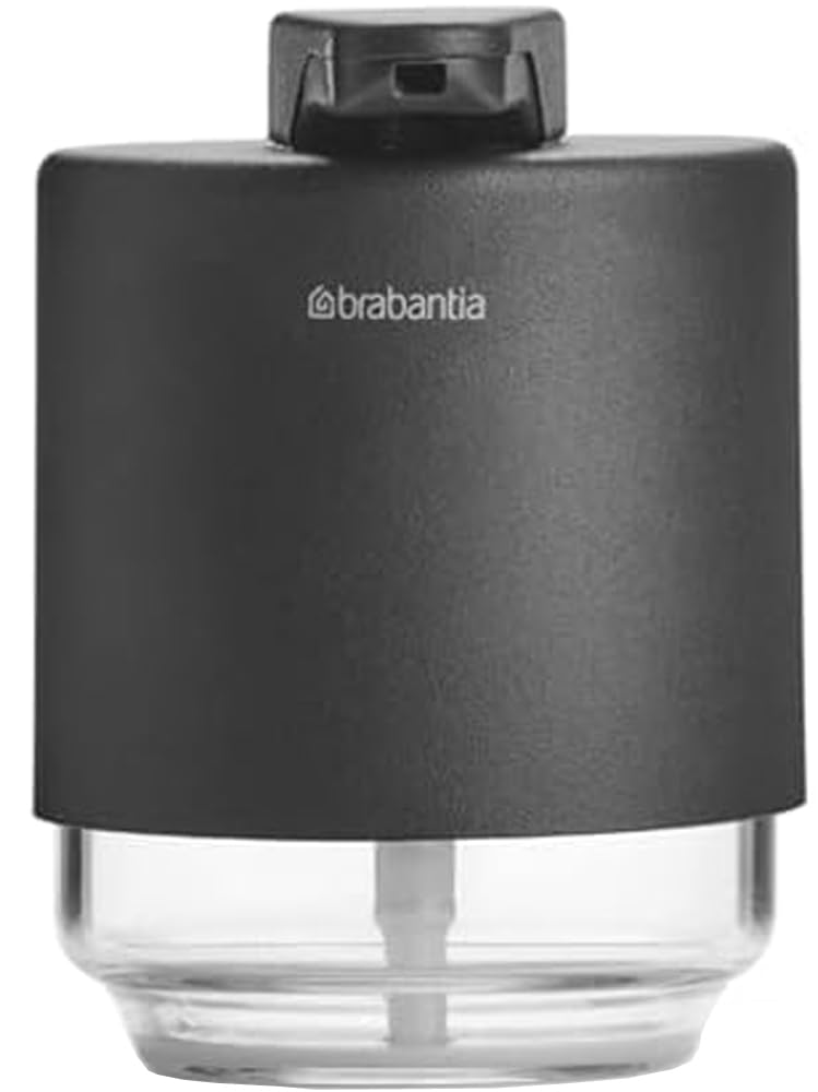 Brabantia Mindset 6.8 oz Hand Soap Lotion Dispenser (Mineral Infinite Gray) Bathroom, Kitchen Countertop, Non-Drip, Refillable G