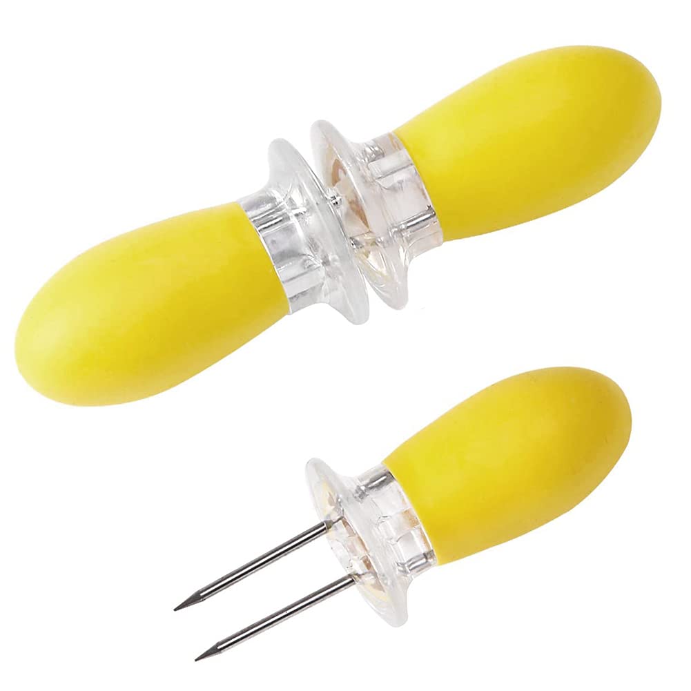Medsuo 8Pcs Corn Holders, Corn On The Cob Skewers Stainless Steel Corn Holders Fork Skewers With Multi-Colour Silicone Handle Fo