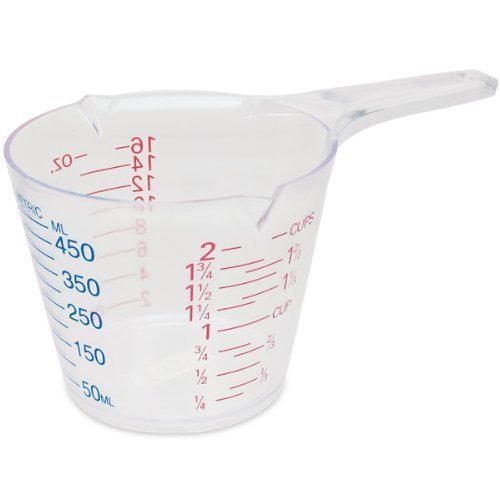 1 X Acrylic Measuring Cup With Red And Blue Markings - 2 Cup Capacity