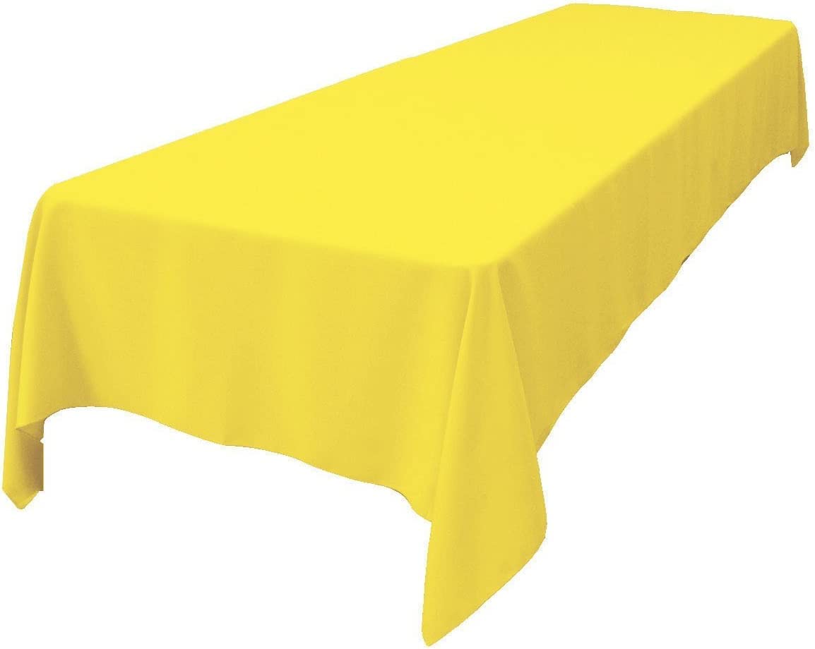 LA Linen Polyester Poplin 60 by 108-Inch Rectangular Tablecloth  Yellow Light