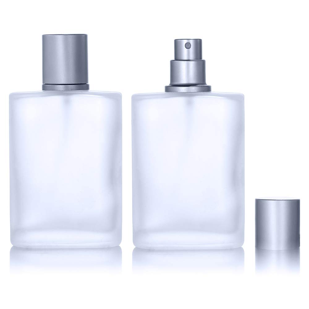 2 Pack 50Ml/1.69 Oz Empty Frosted Glass Spray Bottles Perfume Atomizer, Refillable Fine Mist Spray Empty Perfume Bottles With 4