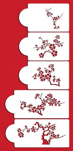 Designer Stencils Blooming Cherry Tree Cake Stencil Set, Beige/Semi-Transparent