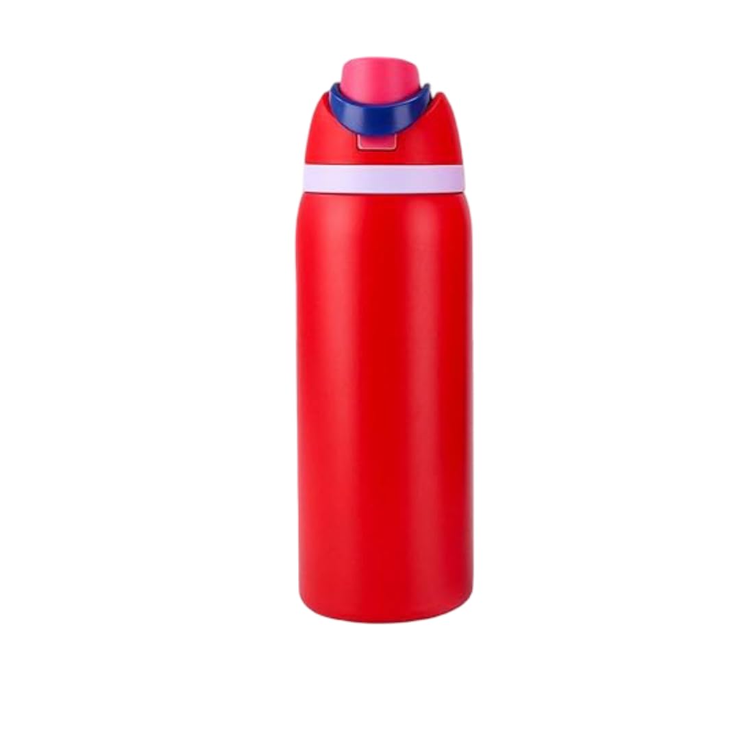 Stainless Steel Water Bottle 32 Oz With Flip Lid And Carry Loop (Red, 960 Ml)