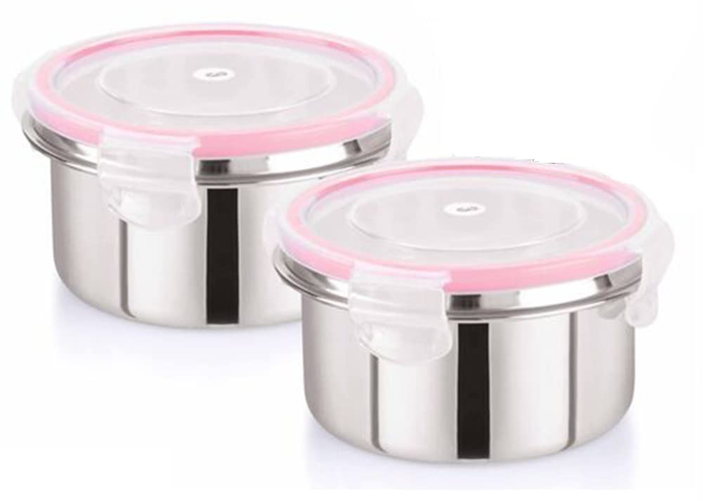 Foliam Leak Proof Click And Seal Lock Stainless Steel Storage/Air Tight Tiffin Container/Lunch Container With Lid (Tumbler 250+3
