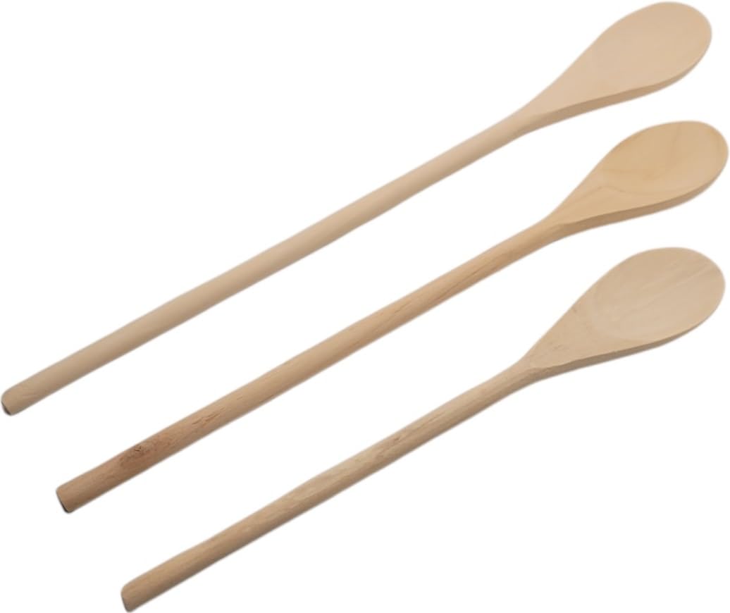 Handy Housewares 3 Piece Long Handle Wooden Mixing Spoon Set - 10'', 12'' And 14'' Long (1 Set)