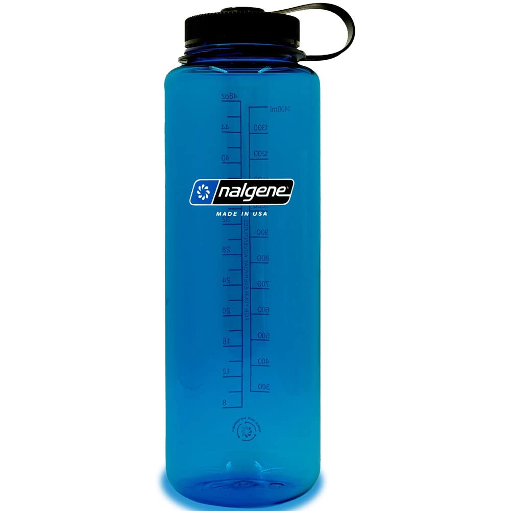 Nalgene Sustain Tritan Bpa-Free Water Bottle Made With Material Derived From 50% Plastic Waste, 48 Oz, Wide Mouth, Blue