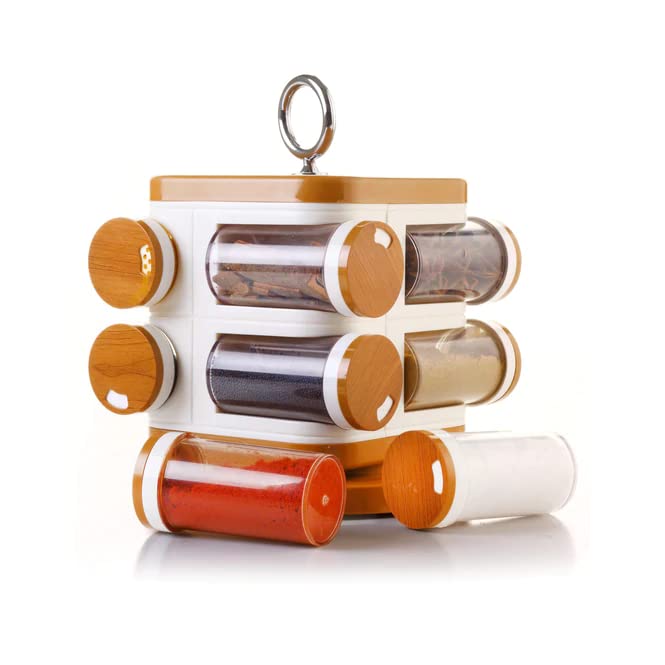 Cospex Masala Rack Set, 8 Pcs 360 Degree Spice Kit An Ideal Kitchen Comty Great Gifting Option (Multicolor)
