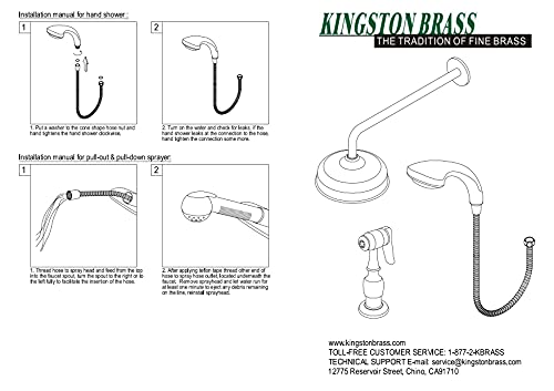Kingston Brass KBS122SP Kitchen Faucet Sprayer for KB122  KB572  KB573  Black