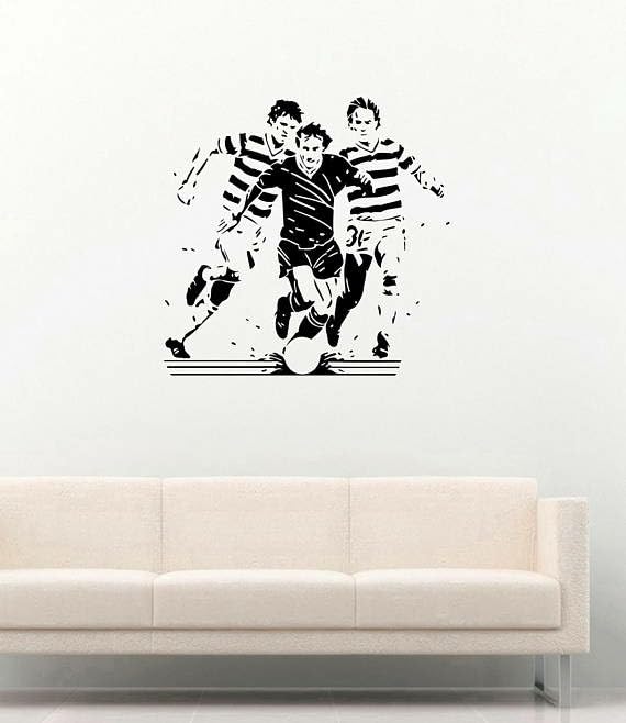 GADGETS WRAP Wall Decal Vinyl Sticker Soccer Players Football Ball Play Game for Office Home Wall Decoration