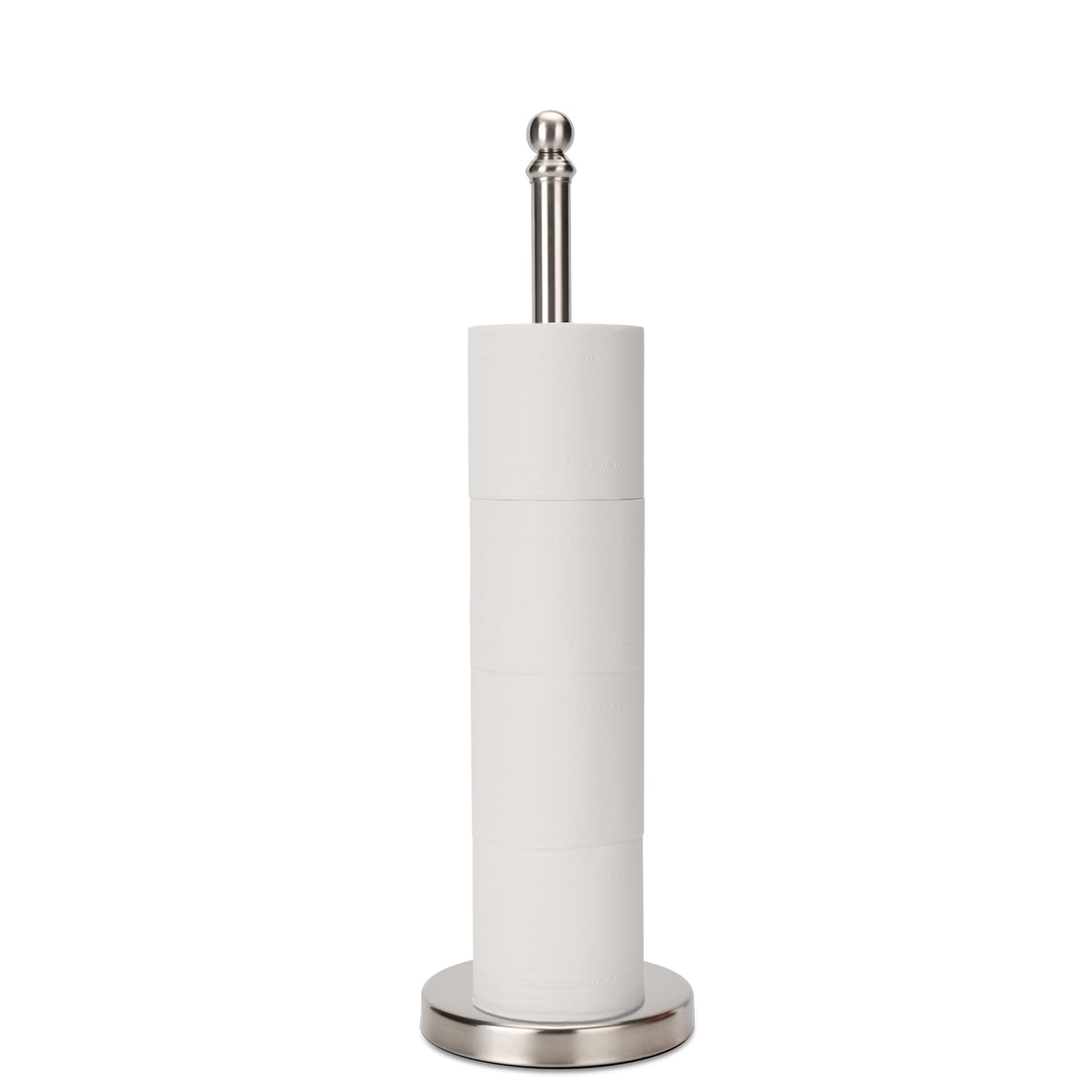 Toilet Paper Holder Stand Holding Up to 5 Paper Rolls, Free-Standing Spare Rolls Storage Holder, Stainless Steel (Brushed Nickel