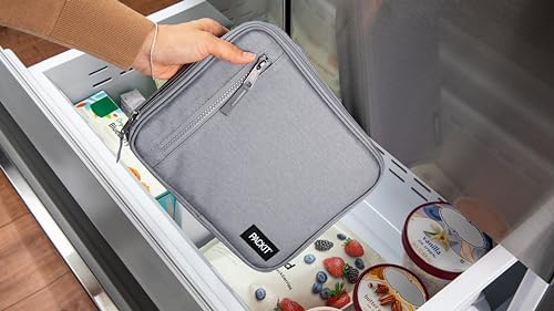 Packit Freezable Classic Lunch Box, Gray Fog, Built With Ecofreeze Technology, Collapsible, Reusable, Zip Closure With Front Poc
