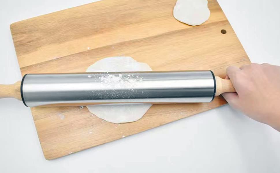 Wood Rolling Pin Stainless Steel Rolling Pin Pastry Roller Rolling Pin Dough Roller Pizza Roller Rolling Pins For Baking French