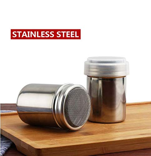 Dnhcll Stainless Steel Fine Mesh Shaker Cinnamon Icing Sugar Powder Cocoa Flour Chocolate Coffee Sifter,Powder Sugar Shaker With