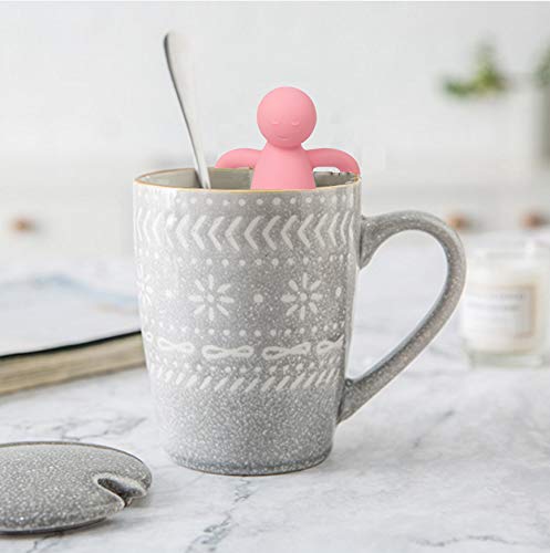 Loose Leaf Tea Steeper Cute Tea Infuser for Girl Kids Extra Fine Mesh Tea Ball Stainless Steel Tea Filter with Silicone Lid for Cup Mug Pot Pink