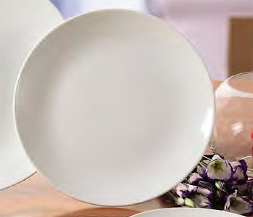 Cac China Restaurant Coupe 10-Inch Porcelain Plate, Box Of 24, Super White Bright White