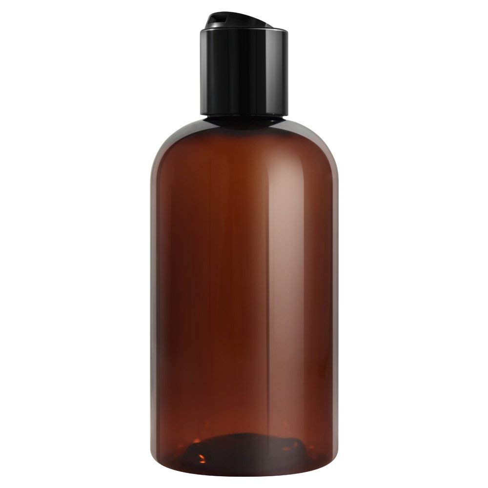 Caribbean Coastal Delights Amber Boston Plastic Bottles-6 Pack-Squeezable-Bpa Free-Shampoo, Lotion, Liquid Soap (8Oz)