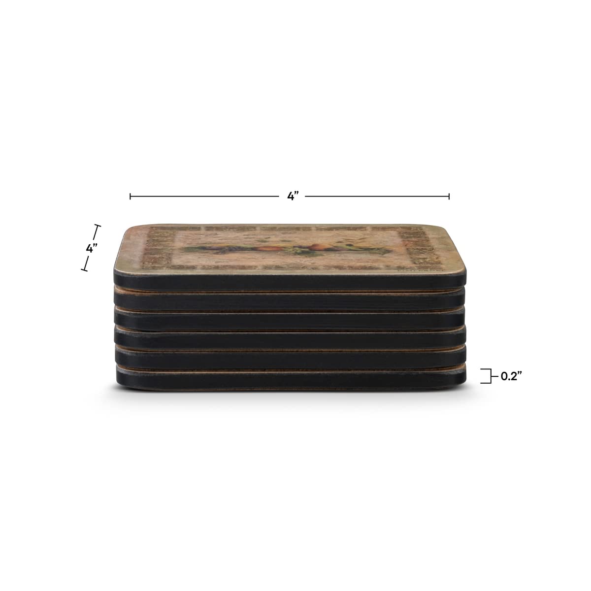 Pimpernel Tuscan Palette Collection Coasters | Set Of 6 | Cork Backed Board | Heat And Stain Resistant | Drinks Coaster For Tabl