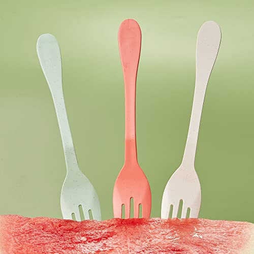 Knork Eco Fork Bamboo Plant Based Cutlery Reusable Flatware Set, 12 Piece Knork Fork, Mint