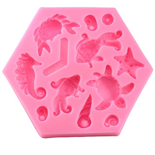Playing Mold Sea Theme Fish Conch Seahorse Turtle Starfish Crab Silicone Mold For Diy Cake Fondant Biscuit Cookies Sugar Pudding