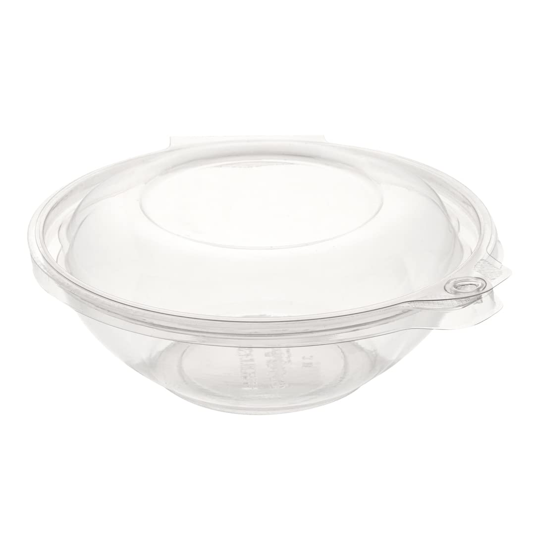 Restaurantware Tamper Tek 24 Ounce Take Out Bowls 100 Tamper-Evident Meal Prep Bowls - Hinged Lid Freezable Clear Plastic To Go