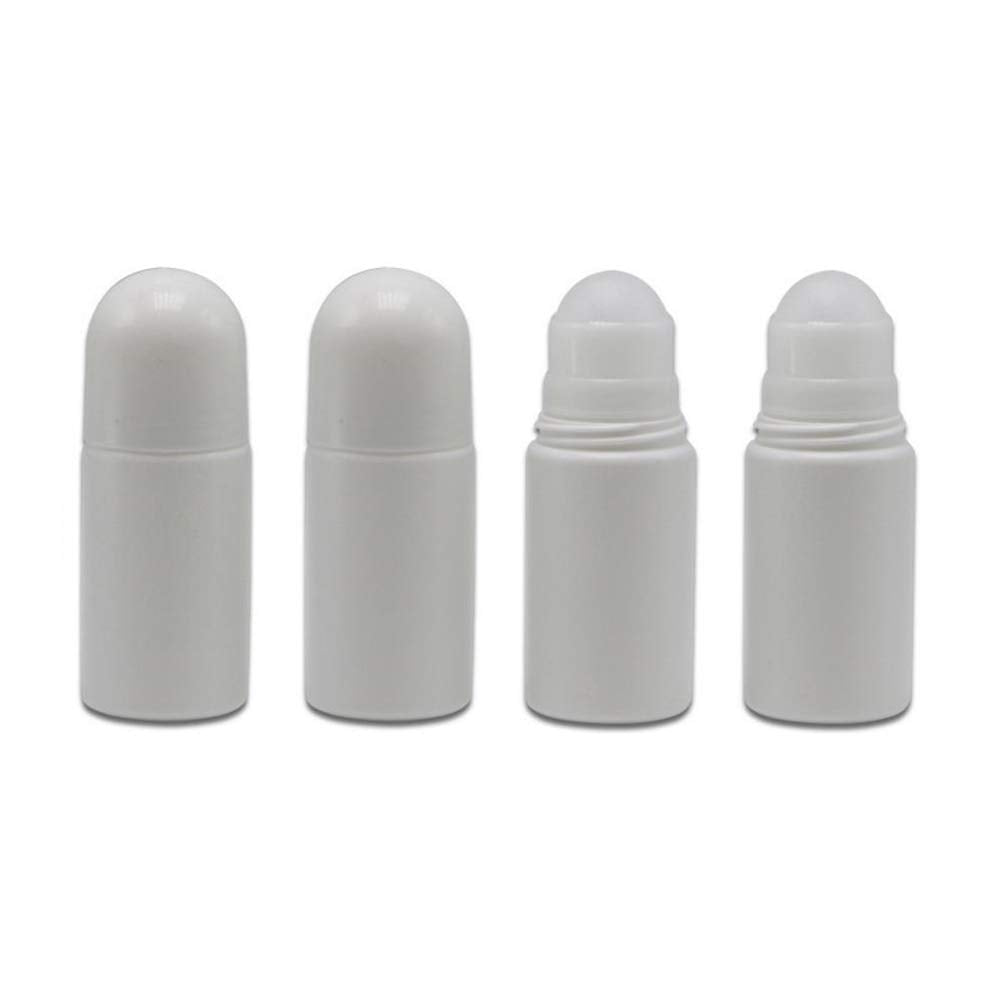 4Pcs (50Ml / 1.69Oz) White Roller Bottle Empty Plastic Body With Roller Diy Roll-On Deodorant Bottles