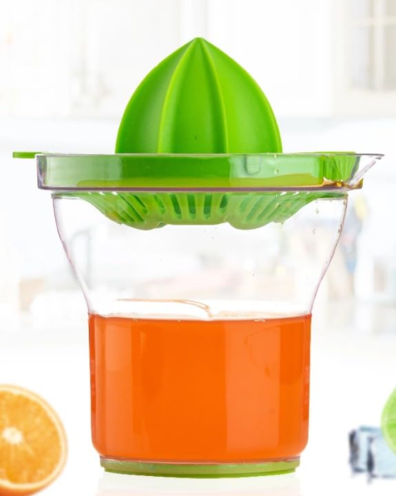 Manual Lemon Squeezer With Measuring Cup, Plastic Citrus Juicer With Strainer, Hand Press Orange & Lime Juice Extractor, BpaFre