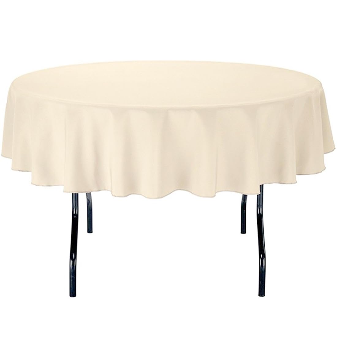LinenTablecloth 70-Inch Round Polyester Tablecloth Beige