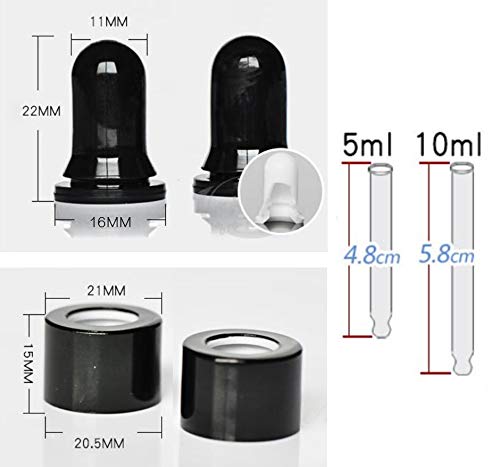 Erioctry 5Ml/10Ml Amber Glass Essential Oil Bottles And Eyed Dropper Black Caps Makeup Cosmetic Sample Container Boxes Of Glass