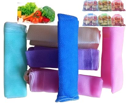 Attachh Large Reusable Produce Fridge Storage Bags For Vegetables And Fruits Multicolour Set Of 12