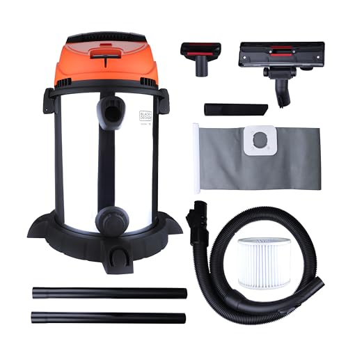 Black+Decker Wdbds30 High Suction Wet & Dry Stainless Steel Vacuum Cleaner & Blower With Hepa Filter & Reusable Dustbag, Efficie