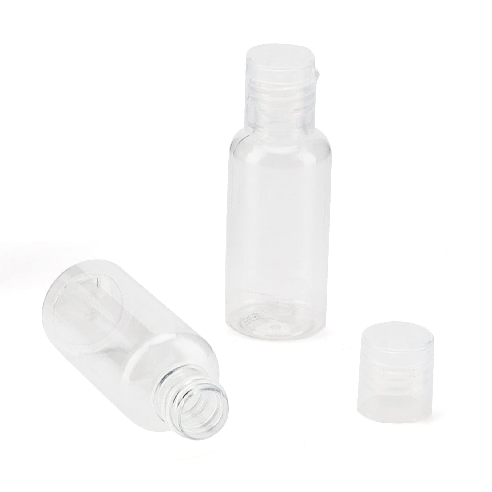 Keileoho 80 Pack 1Oz Clear Plastic Flip Cap Bottles, Empty Squeeze Bottle With Flip Cap, Portable Refillable Containers Travel B