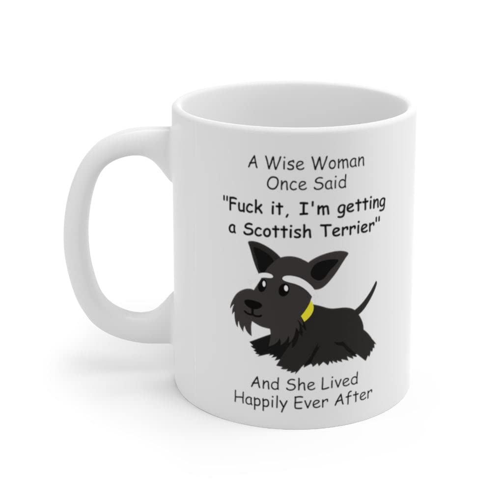 Funny Black Scottish Terrier Dog Mom Gifts For Women Puppy Lovers Mother 'S Day 2024 A Wise Woman Once Said Coffee Mug With Fun