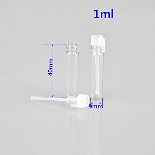 Enslz 1Ml 100Pcs Mini Sample Cute Glass Travel Oil Perfume Bottle With Drop& Spray Empty Sample Bottle For Essential Oils Aromat