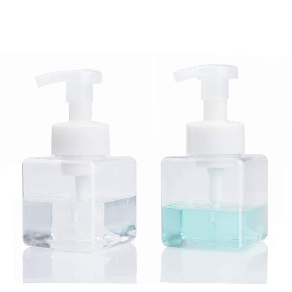 Uujoly Foaming Soap Dispenser, 250Ml (9Oz) Refillable Pump Bottle For Liquid Soap, Shampoo, Body Wash (2 Pcs) (Small Clear)
