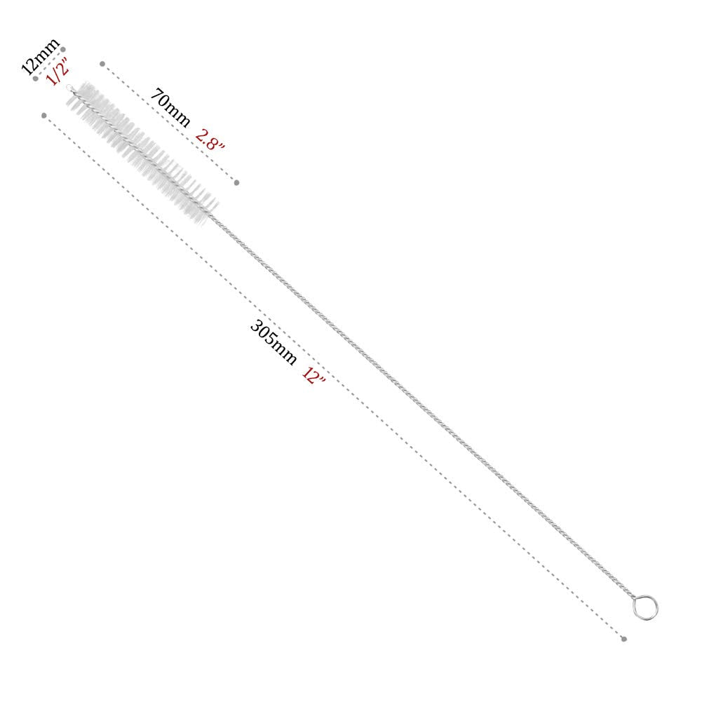 Gfdesign Drinking Straw Cleaning Brushes Set 12'' Extra Long 12Mm Extra Wide Pipe Tube Cleaner Nylon Bristles Stainless Steel Ha