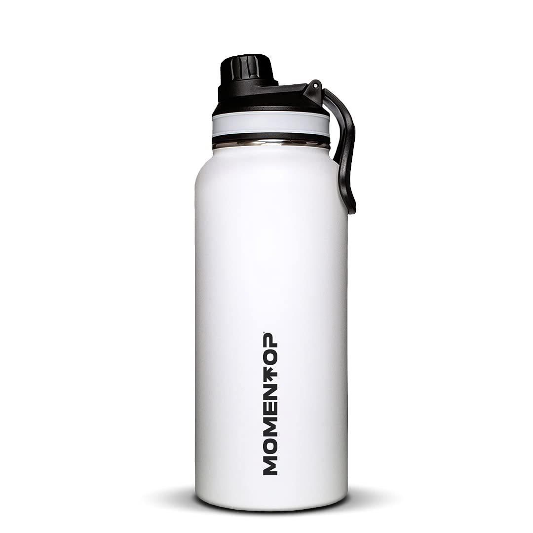 Momentop Water Bottle With 2 Lids | 24 Hr Cold & 12 Hr Hot | Bpa Free | No Condensation | Insulated Stainless Steel | Leak Proof
