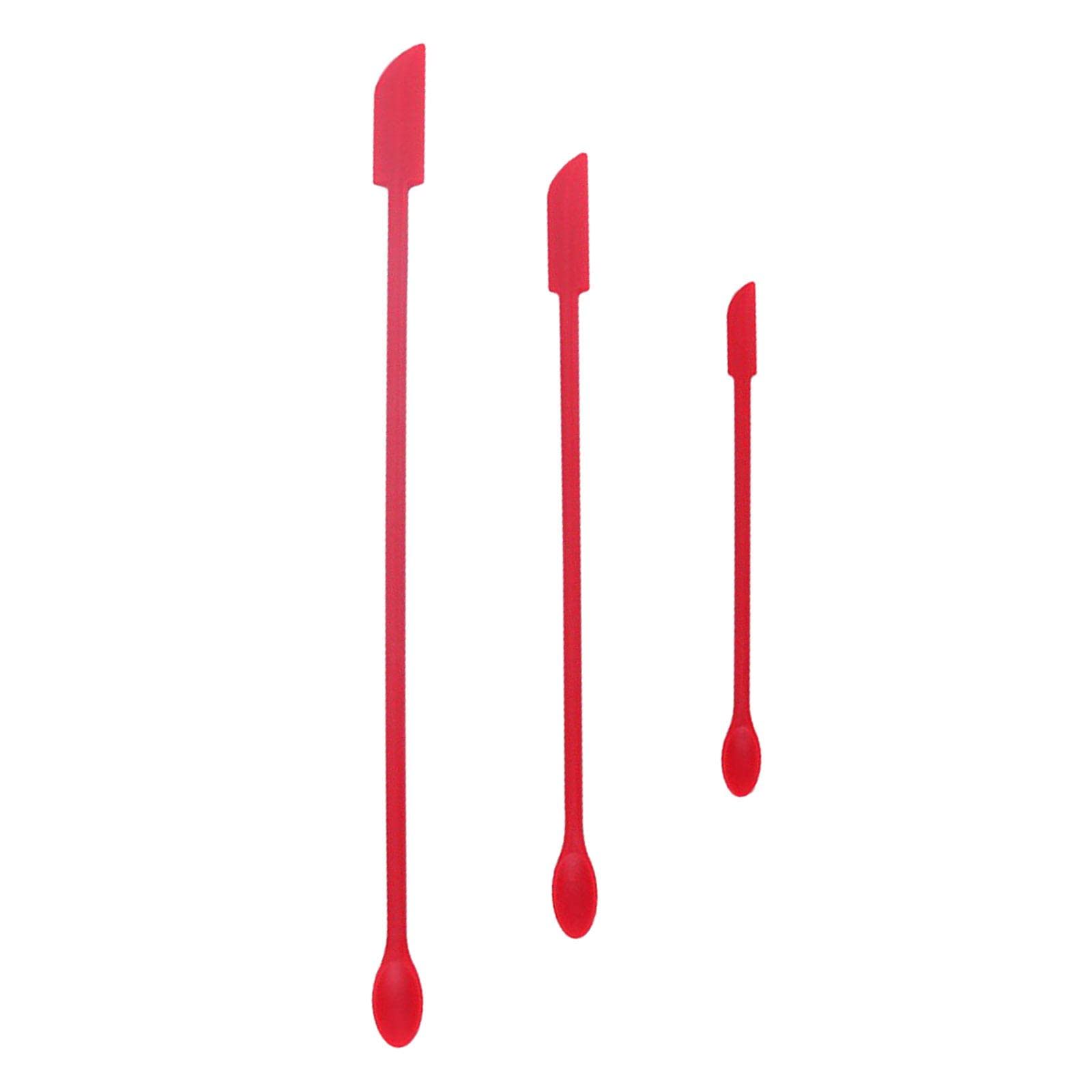 Ujeavette 3X Mini Silicone Spatula Set Food Scraper Durable Small Spoon For Cosmetic Red