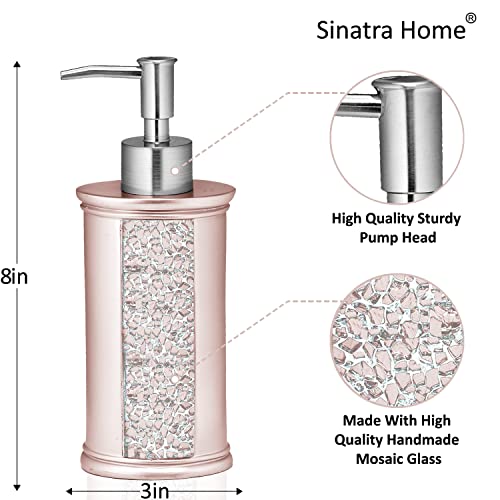 Zahari Home Sinatra Soap Dispenser/Lotion Pump Unique Design Bling Glass Mosaic D  Cor, Blush