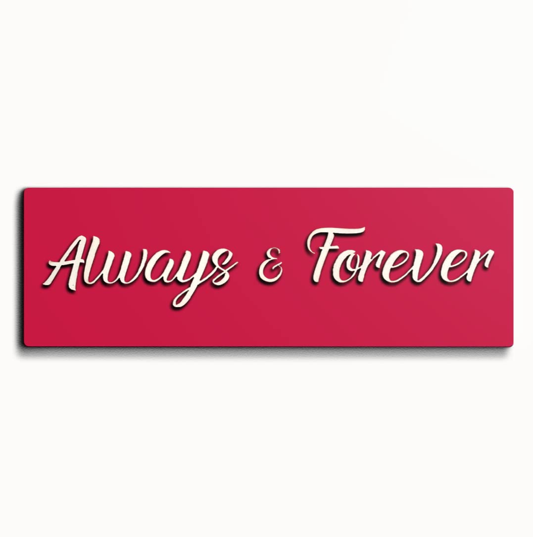 Chalk My Theme Always & Forever Quote Red Wooden Wall Art Valentine Gift For Boyfriend, Girlfriend, Husband, And Wife Valentine 
