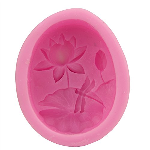 Cute 3D Lotus Pond Leaf Dragonfly Manual Soap Dye Cake Model Baking Silicone Mold Women Baking Round Decor