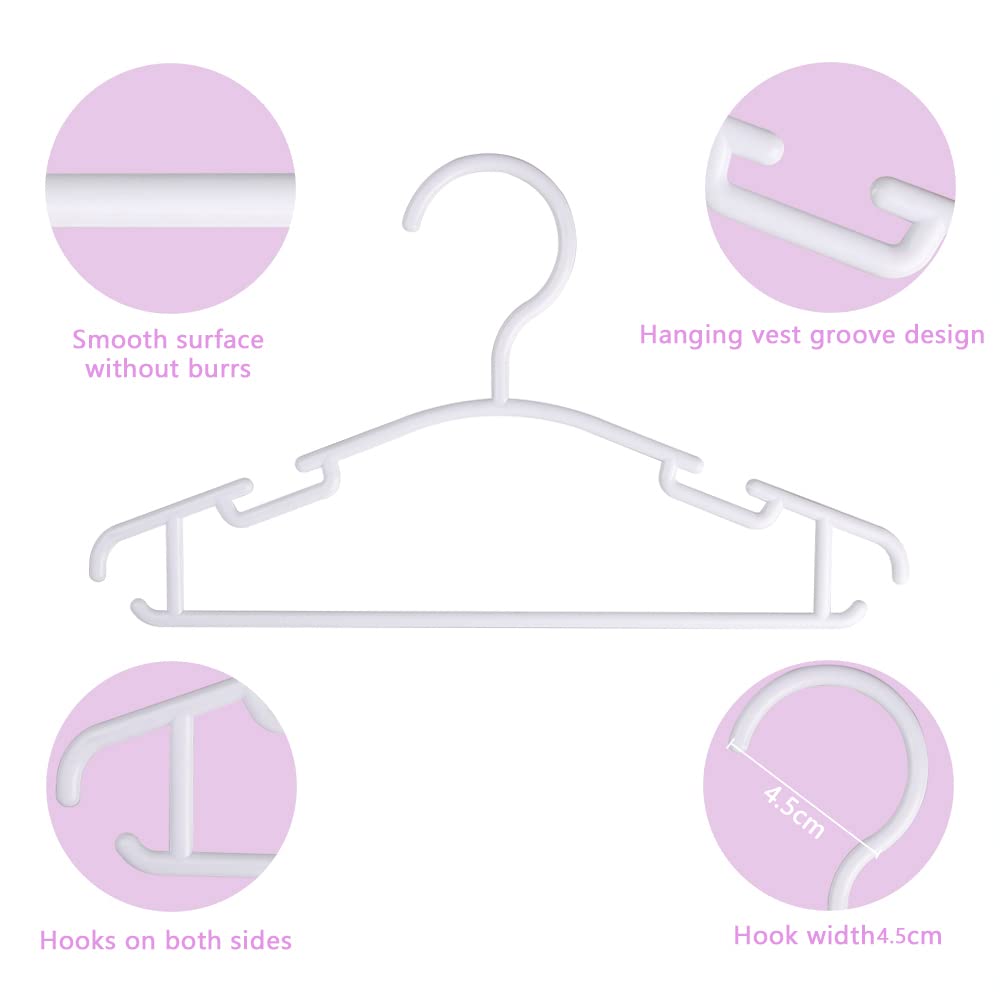 Goodtou Baby Hangers Plastic Kids Hangers Clothing Toddler Hangers 100 Pack Hangers For Baby Children Toddler Hangers White