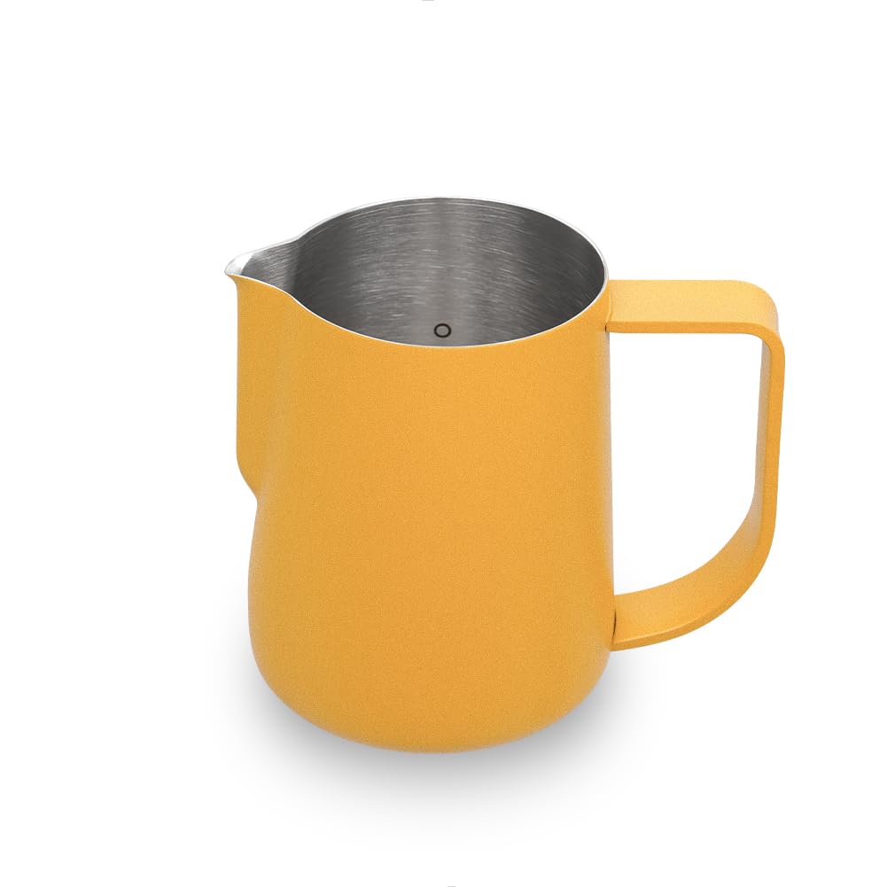 Watchget Milk Frothing Pitcher 250Ml/8Oz Espresso Steaming Pitcher With Matte Yellow Coating Stainless Steel Milk Steamer Jug Mi