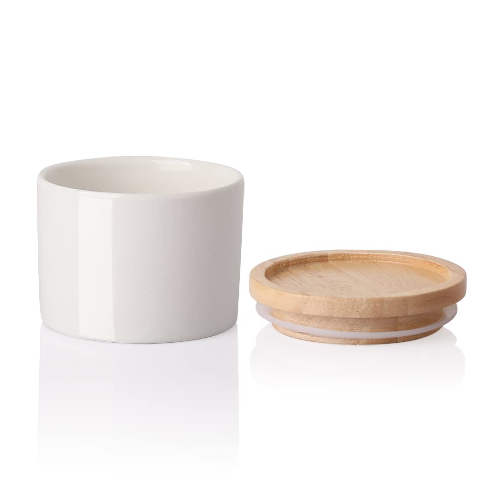 Sweejar Kitchen Canisters Ceramic Food Storage Jar, Stackable Containers With Airtight Seal Wooden Lid For Serving Ground Coffee