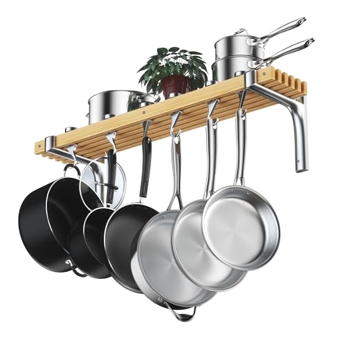 Cooks Standard Wall Mounted Wooden Pot Rack, 36 By 8-Inch
