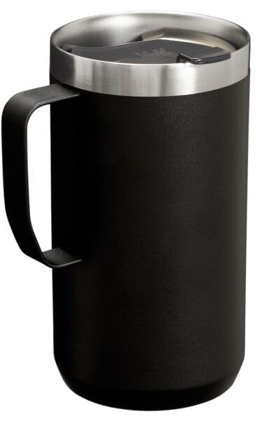Stanley Stay Hot Camp Mug - Durable 18/8 Stainless Steel Insulated Mug - Splash-Free Tritan Drink-Thru Lid - 24 Oz - Black 2.0