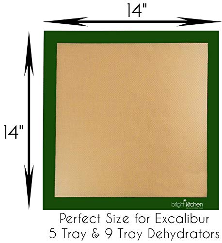 9 Silicone Ultra 14'' X 14'' Food Dehydrator & Baking Sheets Premium Compatible With Excalibur 5 & 9 Tray Dehydrating Fruit Roll
