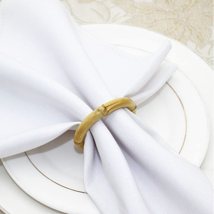Pupuzao Natural Bamboo Handmade Napkin Rings (6-Pack) For Dinning Table - Rustic Style Decor, Yellow (Bnr6)